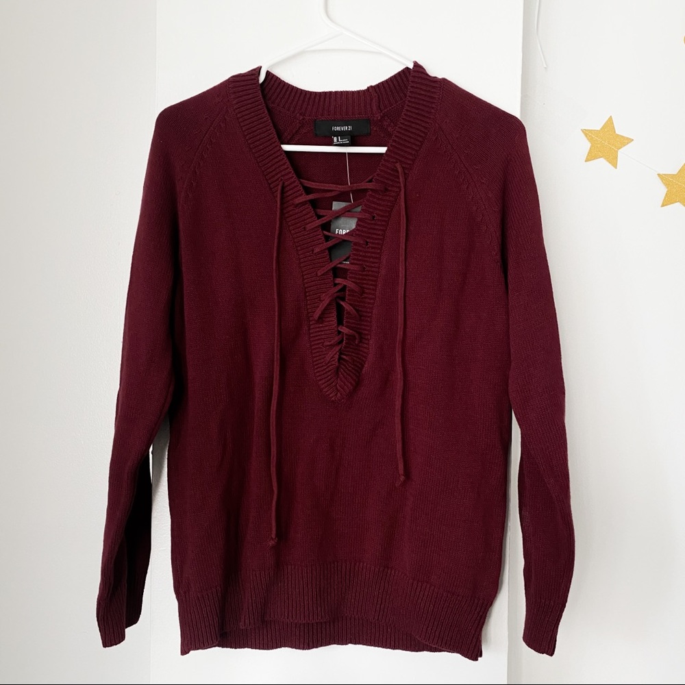 NWT Forever 21 Front Lacing Sweater